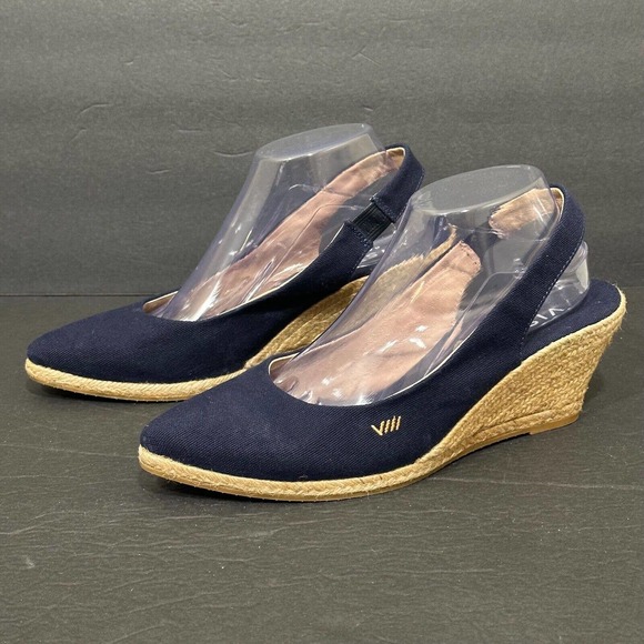 Viscata Barcelona Women's 41/10.5 Blue Pointed Toe Slingback Espadrille Wedges - Picture 1 of 12